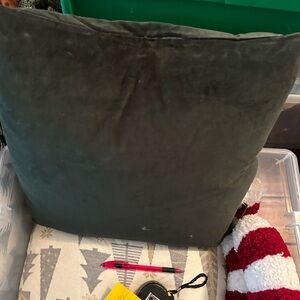 Dark green velvety pottery barn pillow 16 1/2 x 16 1/2